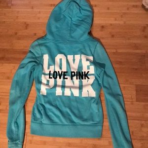 VS LOVE PINK baby blue zip hoodie